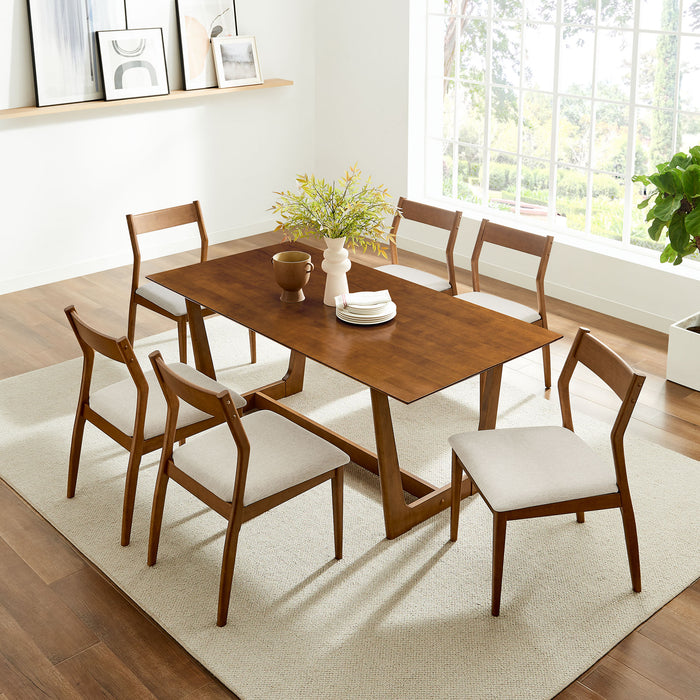 Solara 7-Piece Wood Dining Set with Fabric Upholstered Side Chairs by Modway