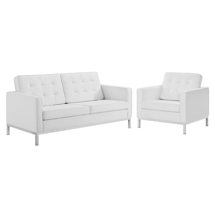 Loft Tufted Upholstered Faux Leather Loveseat and Armchair Set by Modway