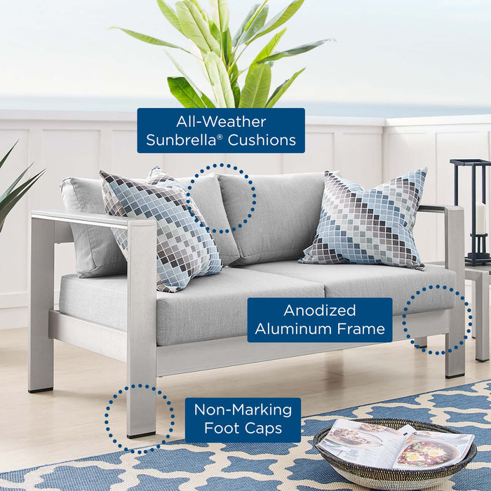 Shore Sunbrella� Fabric Aluminum Outdoor Patio Loveseat by Modway