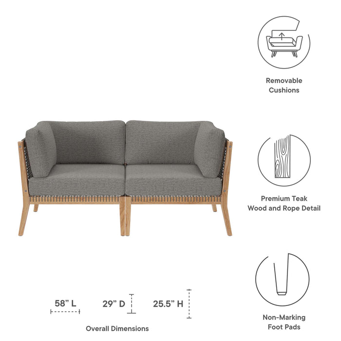 Clearwater Outdoor Patio Teak Wood Loveseat by Modway