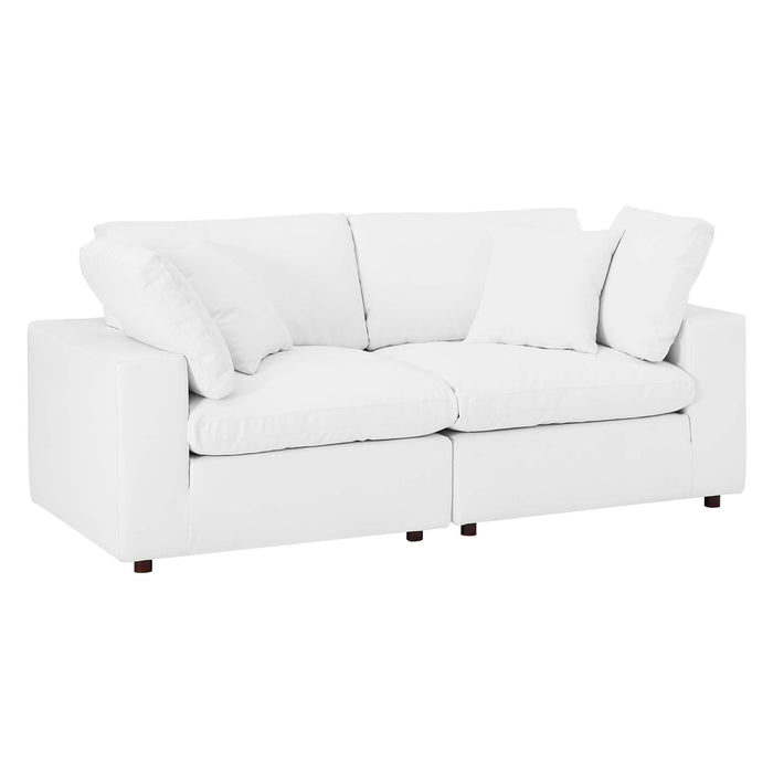 Commix Down Filled Overstuffed Vegan Leather Loveseat by Modway