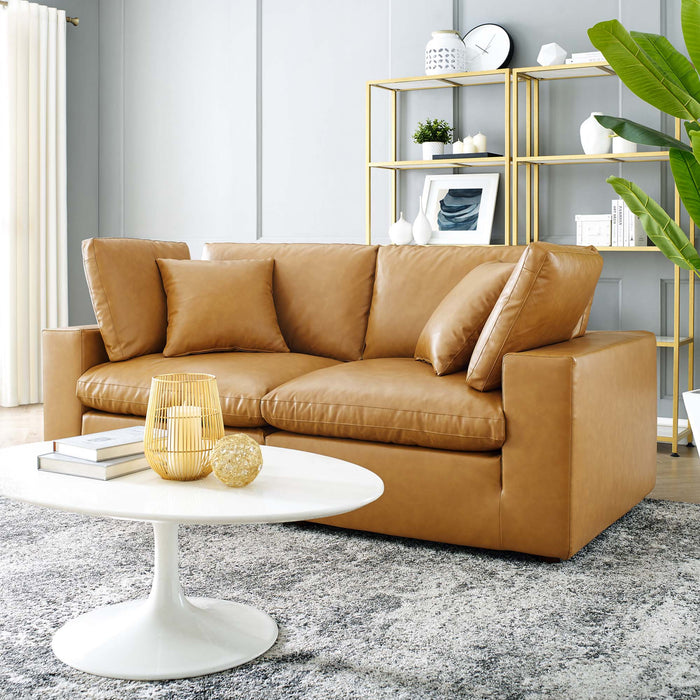 Commix Down Filled Overstuffed Vegan Leather Loveseat by Modway