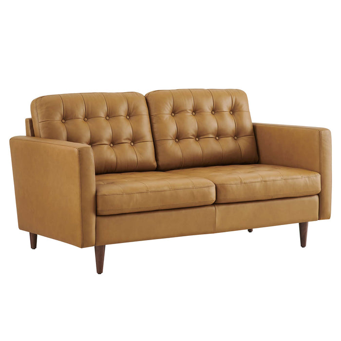 Exalt Tufted Leather Loveseat by Modway