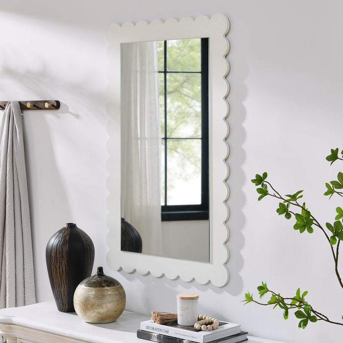 Emmeline Scalloped Rectangle Wall Mirror by Modway