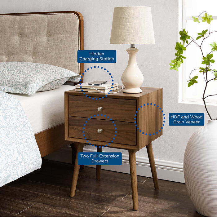 Ember Wood Nightstand With USB Ports by Modway