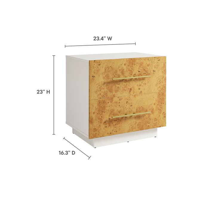 Abel 2-Drawer Burl Wood Nightstand by Modway