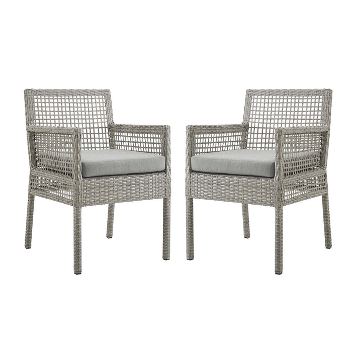 Aura Outdoor Patio Wicker Rattan Dining Armchair Set of 2 by Modway