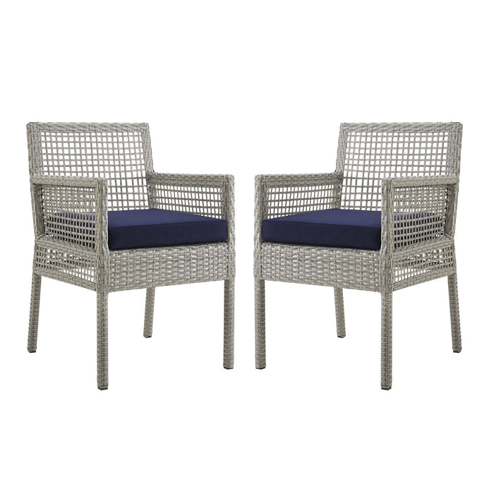 Aura Outdoor Patio Wicker Rattan Dining Armchair Set of 2 by Modway