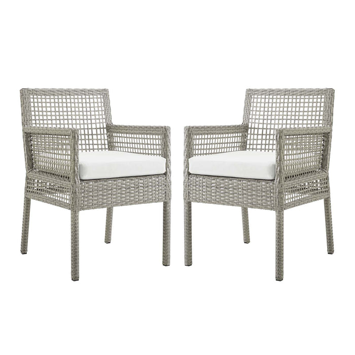 Aura Outdoor Patio Wicker Rattan Dining Armchair Set of 2 by Modway