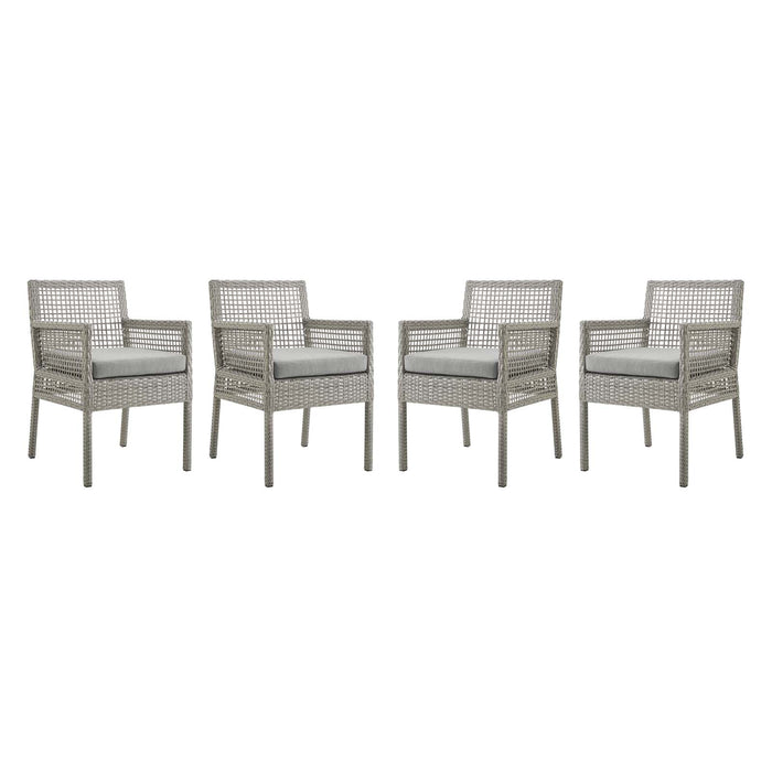 Aura Outdoor Patio Wicker Rattan Dining Armchair Set of 4 by Modway