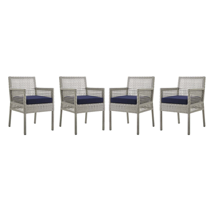 Aura Outdoor Patio Wicker Rattan Dining Armchair Set of 4 by Modway