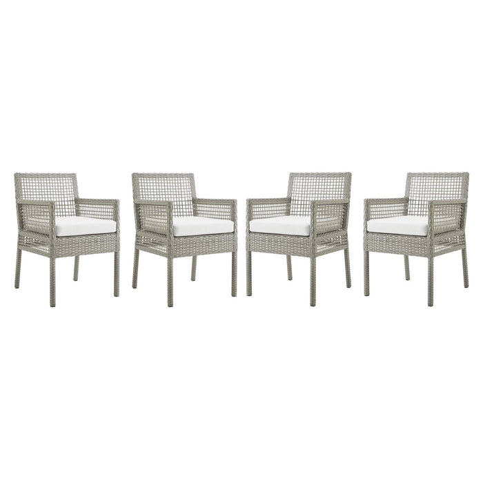 Aura Outdoor Patio Wicker Rattan Dining Armchair Set of 4 by Modway