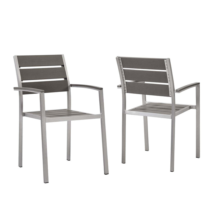 Shore Outdoor Patio Aluminum Dining Armchair Set of 2 by Modway