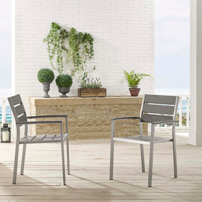 Shore Outdoor Patio Aluminum Dining Armchair Set of 2 by Modway