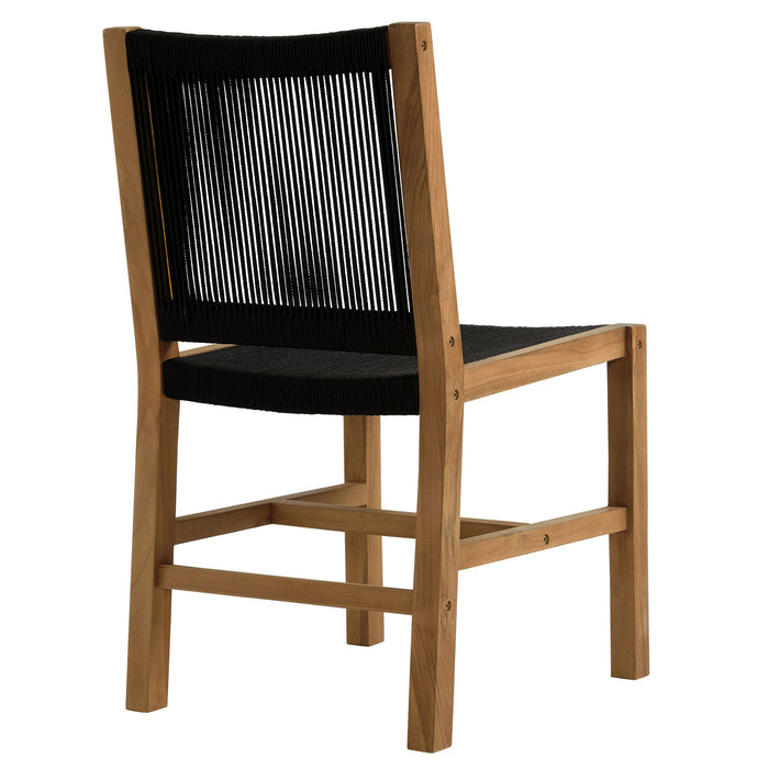 Vienna Outdoor Patio Teak and Rope Armless Dining Chairs Set of 2 by Modway