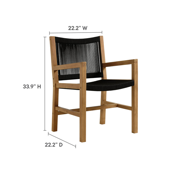 Vienna Outdoor Patio Teak and Rope Dining Armchairs Set of 2 by Modway