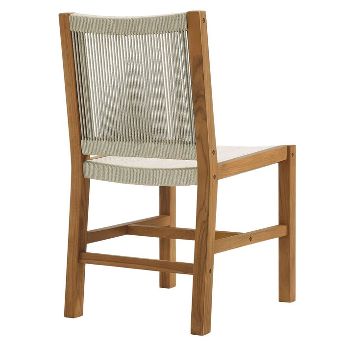 Vienna Outdoor Patio Teak and Rope Armless Dining Chairs Set of 2 by Modway