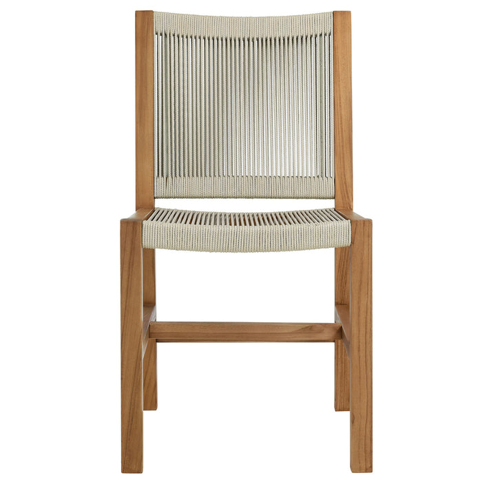 Vienna Outdoor Patio Teak and Rope Armless Dining Chairs Set of 2 by Modway