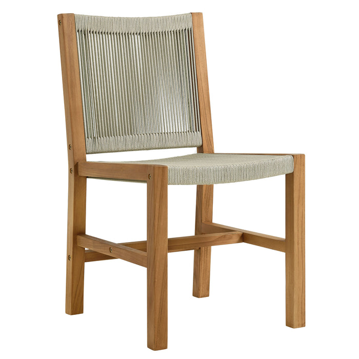 Vienna Outdoor Patio Teak and Rope Armless Dining Chairs Set of 2 by Modway