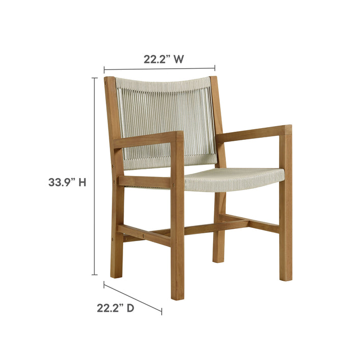 Vienna Outdoor Patio Teak and Rope Dining Armchairs Set of 2 by Modway