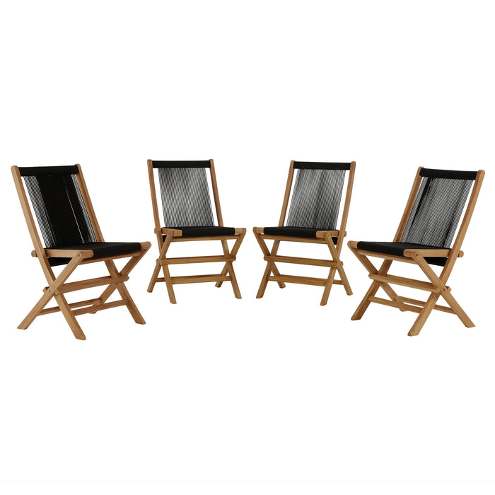 Vienna Outdoor Patio Teak and Rope Folding Chairs Set of 4 by Modway