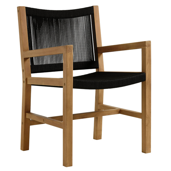 Vienna Outdoor Patio Teak and Rope Dining Armchairs Set of 2 by Modway