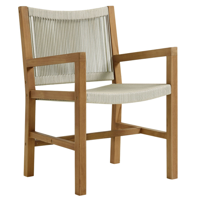 Vienna Outdoor Patio Teak and Rope Dining Armchairs Set of 2 by Modway