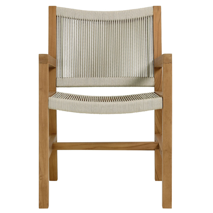 Vienna Outdoor Patio Teak and Rope Dining Armchairs Set of 2 by Modway