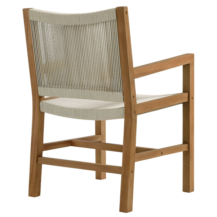 Vienna Outdoor Patio Teak and Rope Dining Armchairs Set of 2 by Modway