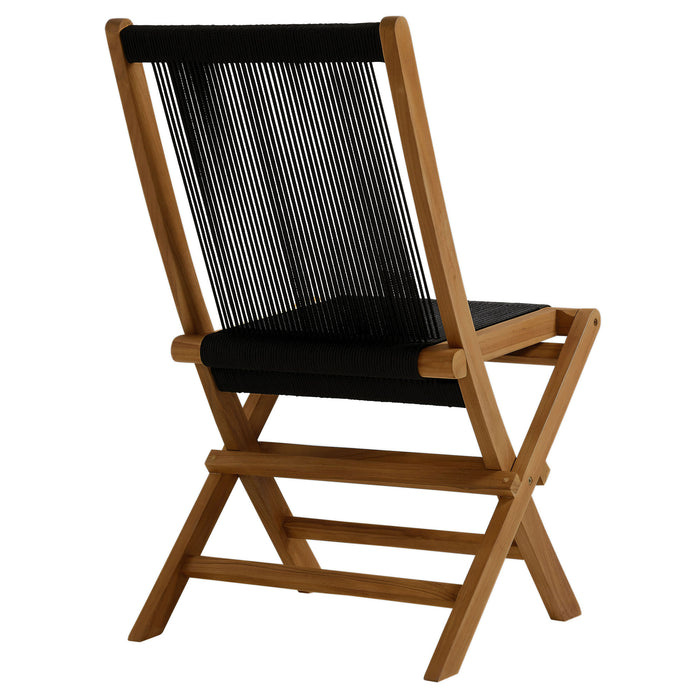 Vienna Outdoor Patio Teak and Rope Folding Chairs Set of 4 by Modway