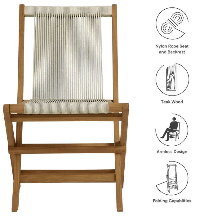 Vienna Outdoor Patio Teak and Rope Folding Chairs Set of 4 by Modway