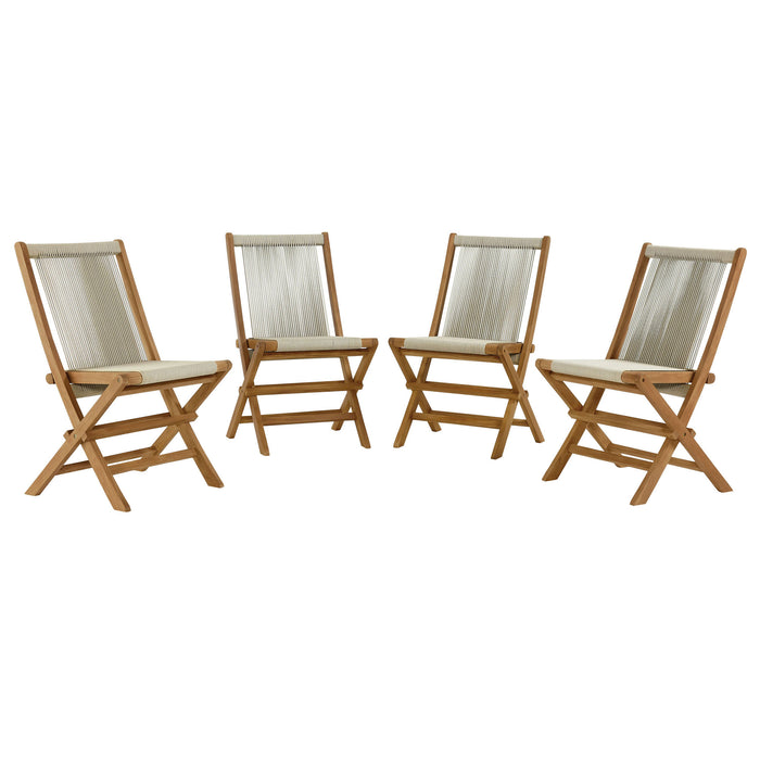 Vienna Outdoor Patio Teak and Rope Folding Chairs Set of 4 by Modway