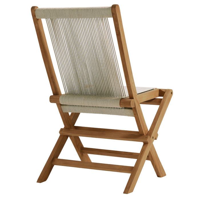 Vienna Outdoor Patio Teak and Rope Folding Chairs Set of 4 by Modway