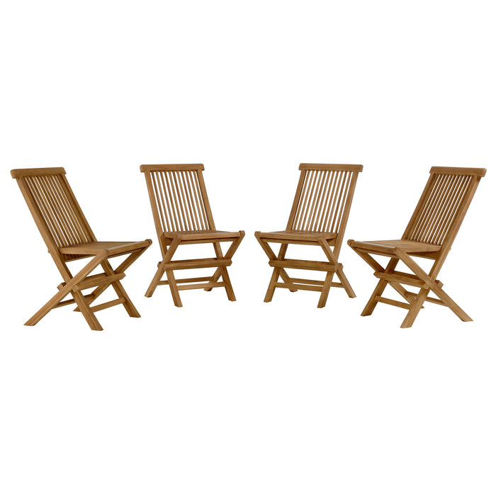 Vienna Outdoor Patio Teak Wood Folding Dining Chairs Set of 4 by Modway