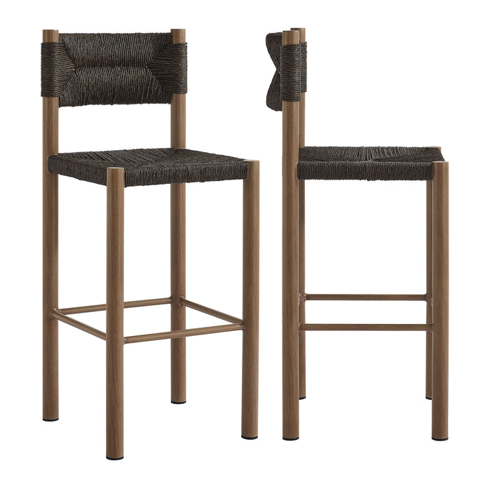 Parkland Outdoor Patio Rattan and Aluminum Bar Stools Set of 2 by Modway