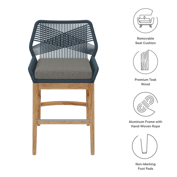 Wellspring Outdoor Patio Teak and Rope Counter Stool by Modway