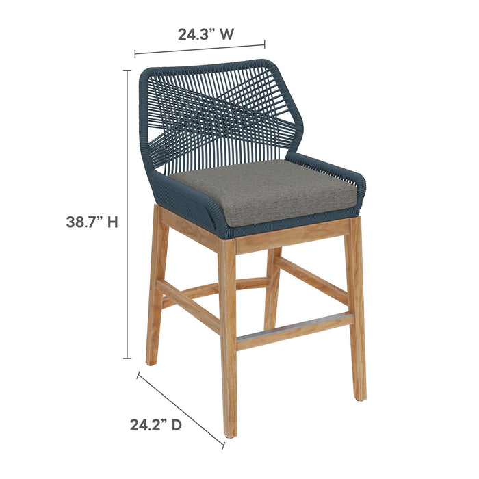 Wellspring Outdoor Patio Teak and Rope Counter Stool by Modway