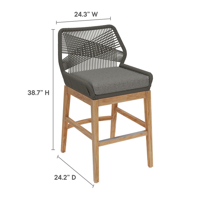 Wellspring Outdoor Patio Teak and Rope Counter Stool by Modway