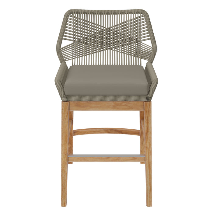 Wellspring Outdoor Patio Teak and Rope Counter Stool by Modway