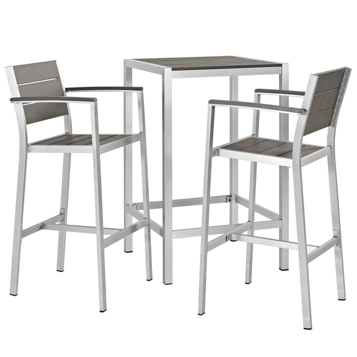 Shore 3 Piece Outdoor Patio Aluminum Pub Set by Modway