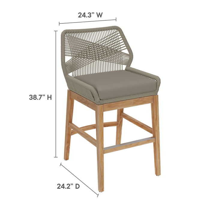 Wellspring Outdoor Patio Teak and Rope Counter Stool by Modway