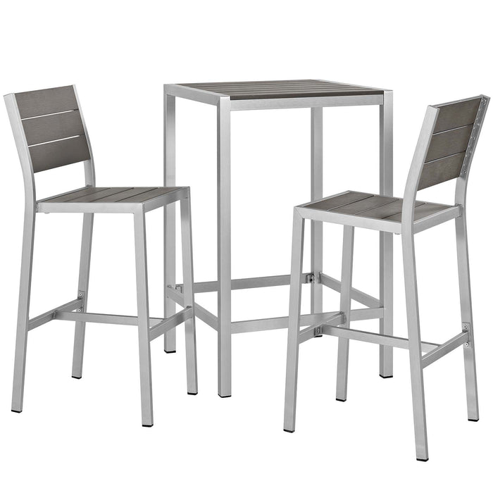 Shore 3 Piece Outdoor Patio Aluminum Pub Set by Modway