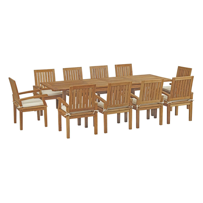 Marina 11 Piece Outdoor Patio Teak Dining Set by Modway