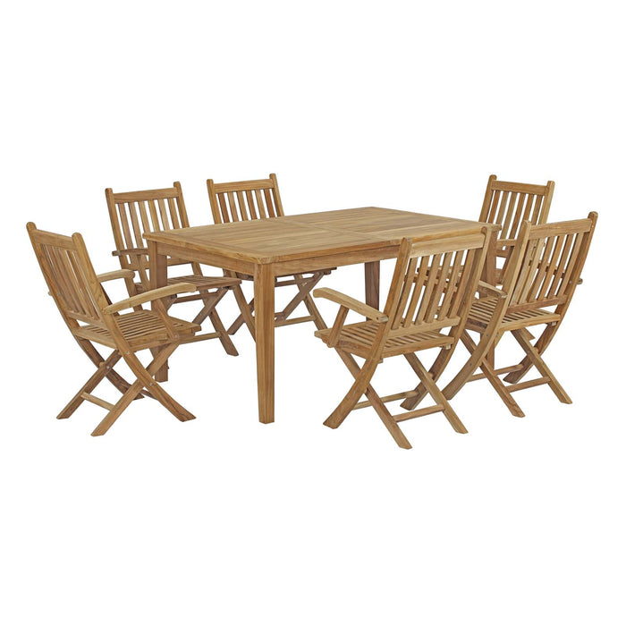 Marina 7 Piece Outdoor Patio Teak Dining Set by Modway