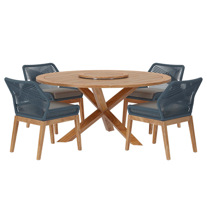 Wellspring 5-Piece Outdoor Patio Teak Wood Dining Set by Modway