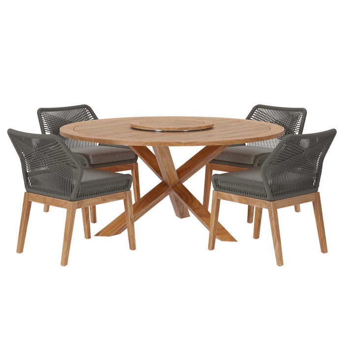 Wellspring 5-Piece Outdoor Patio Teak Wood Dining Set by Modway