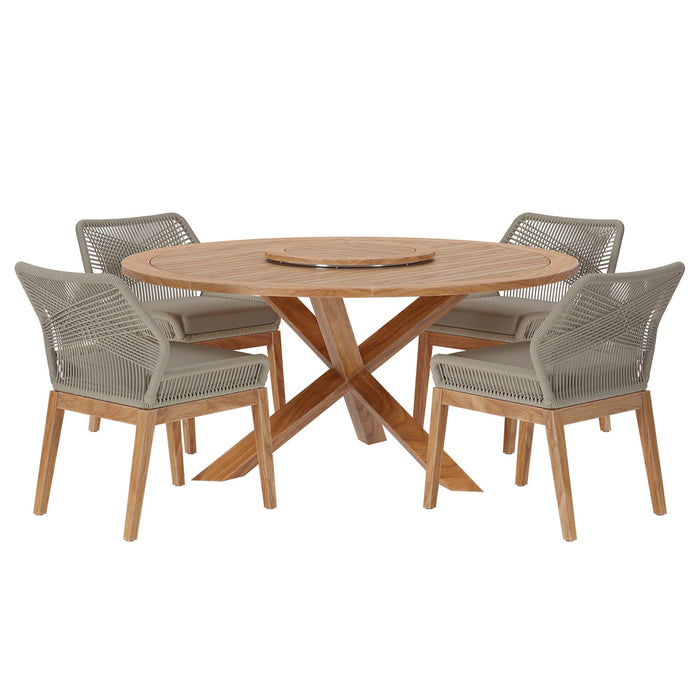 Wellspring 5-Piece Outdoor Patio Teak Wood Dining Set by Modway