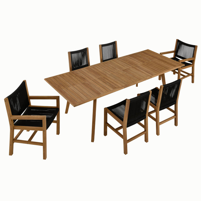 Vienna 7-Piece Outdoor Patio Teak and Rope Dining Set by Modway