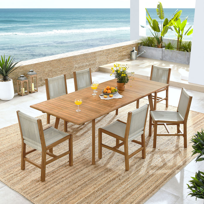 Vienna 7-Piece Outdoor Patio Teak and Rope Dining Set with Armless Chairs by Modway