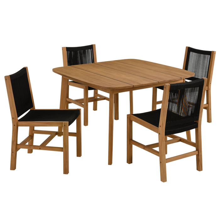 Vienna 5-Piece Outdoor Patio Teak and Rope Dining Set with Armless Chairs by Modway